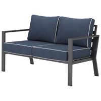 Portofino Powder Coated Aluminum Outdoor Loveseat - Stone Blue