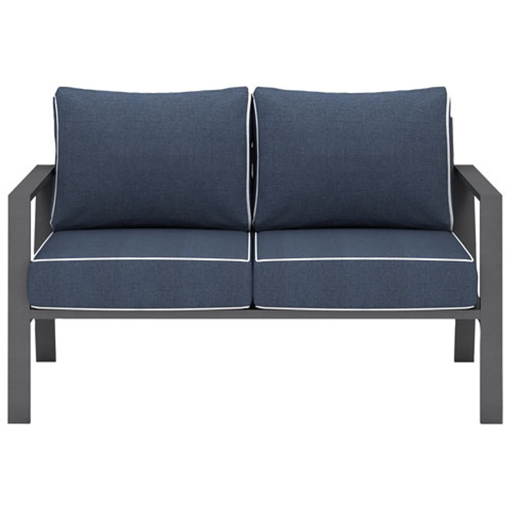 Portofino Powder Coated Aluminum Outdoor Loveseat - Stone Blue