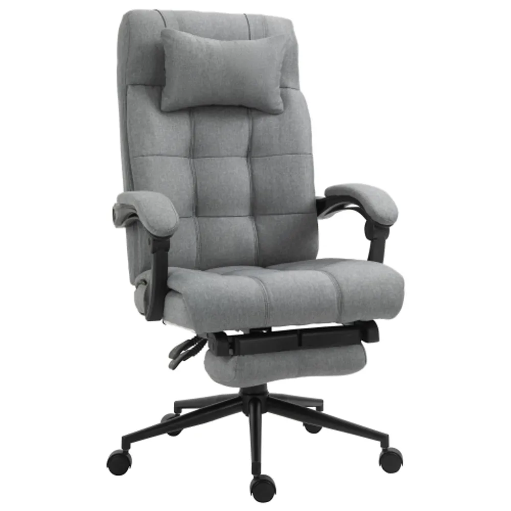 Vinsetto Grey/Black, Mid Back Ergonomic Desk Chair Swivel Fabric