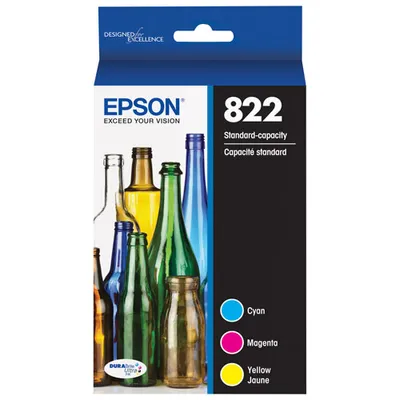 Cartouches d'encre couleur standard T822 d'Epson (T822520-S) - Paquet de 3