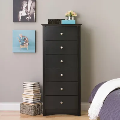 Prepac Sonoma Transitional 6-Drawer Chest Of Drawers - Black