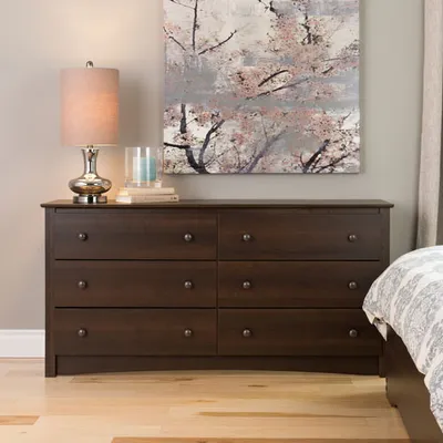 Prepac Fremont Transitional 6-Drawer Dresser - Espresso