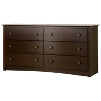 Prepac Fremont Transitional 6-Drawer Dresser - Espresso