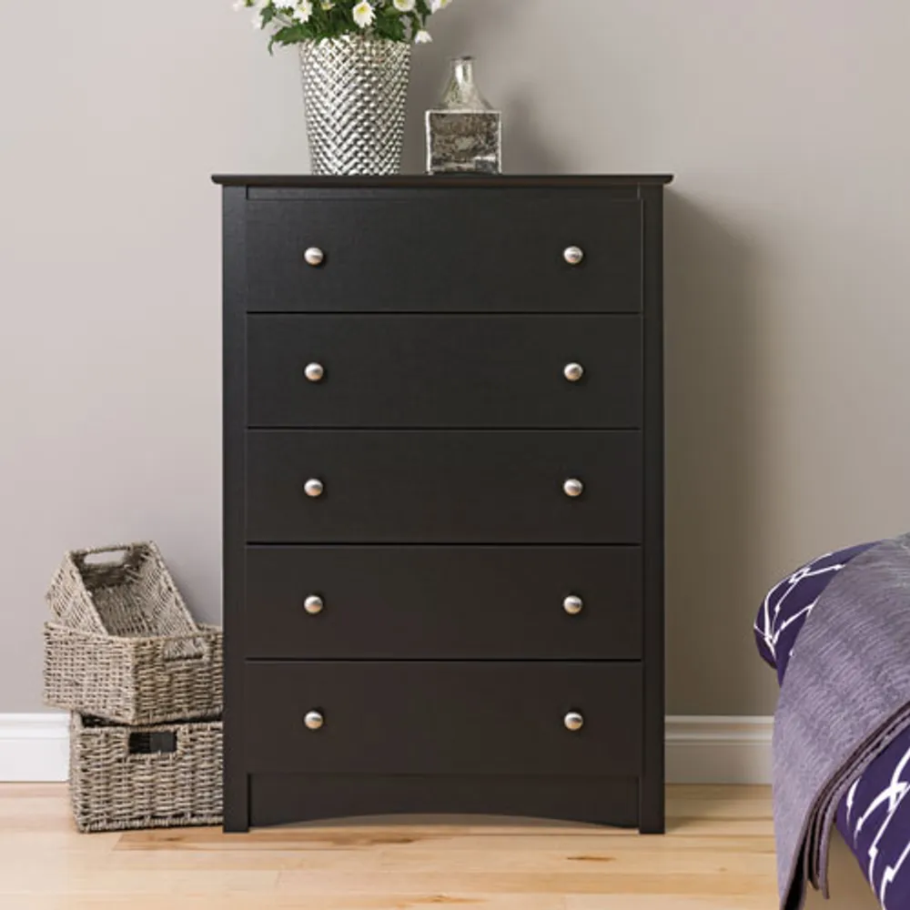 Prepac Sonoma Transitional 5-Drawer Chest Of Drawers - Black