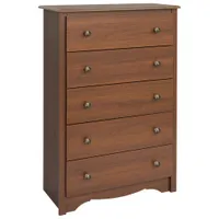 Prepac Monterey Transitional 5-Drawer Chest Of Drawers - Cherry