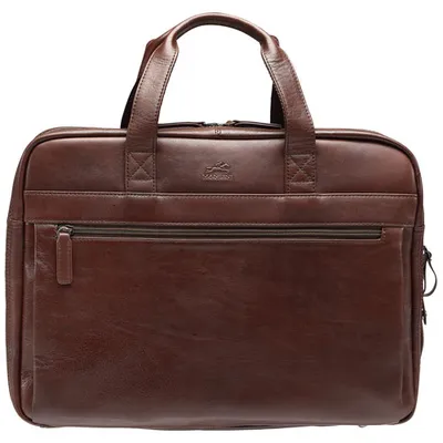 Mancini Beverly Hills Double Compartment Leather 15.6" Laptop Briefcase (95-804) - Brown