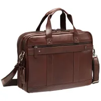 Mancini Beverly Hills Double Compartment Leather 15.6" Laptop Briefcase (95-804) - Brown