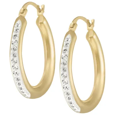 Le Reve Collection 20mm Hoop with Cubic Zirconia Earrings in 14K Gold