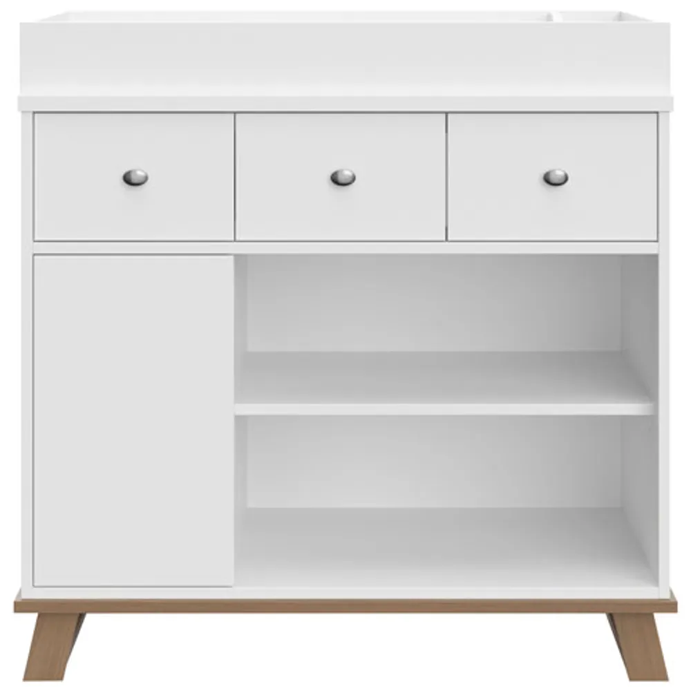 Storkcraft Modern 2-Drawer 4-Shelf Changing Table Dresser - White/Vintage Driftwood