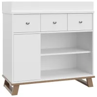 Storkcraft Modern 2-Drawer 4-Shelf Changing Table Dresser - White/Vintage Driftwood