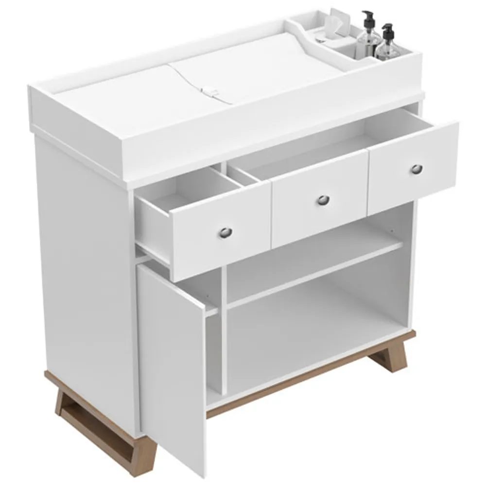 Storkcraft Modern 2-Drawer 4-Shelf Changing Table Dresser - White/Vintage Driftwood