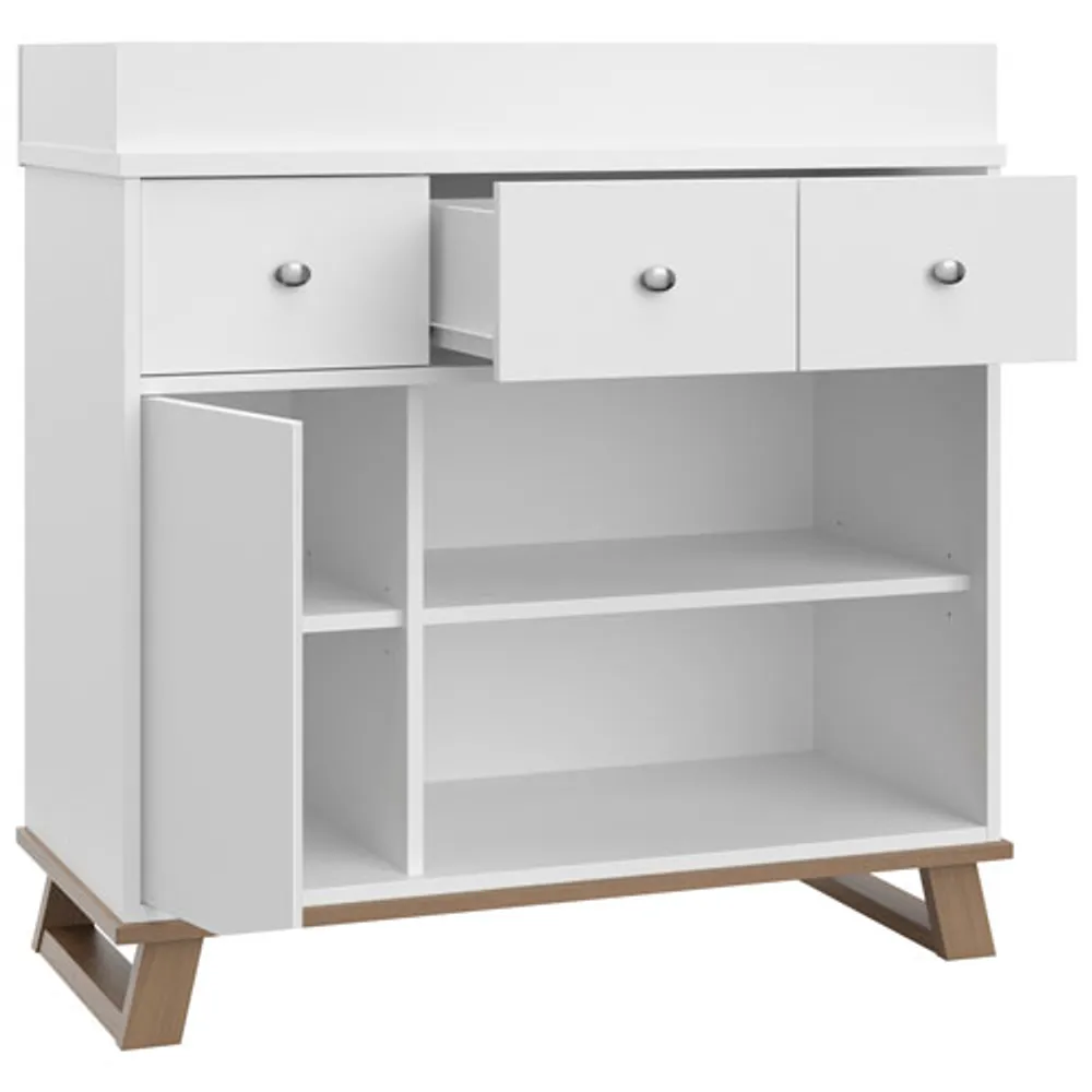 Storkcraft Modern 2-Drawer 4-Shelf Changing Table Dresser - White/Vintage Driftwood