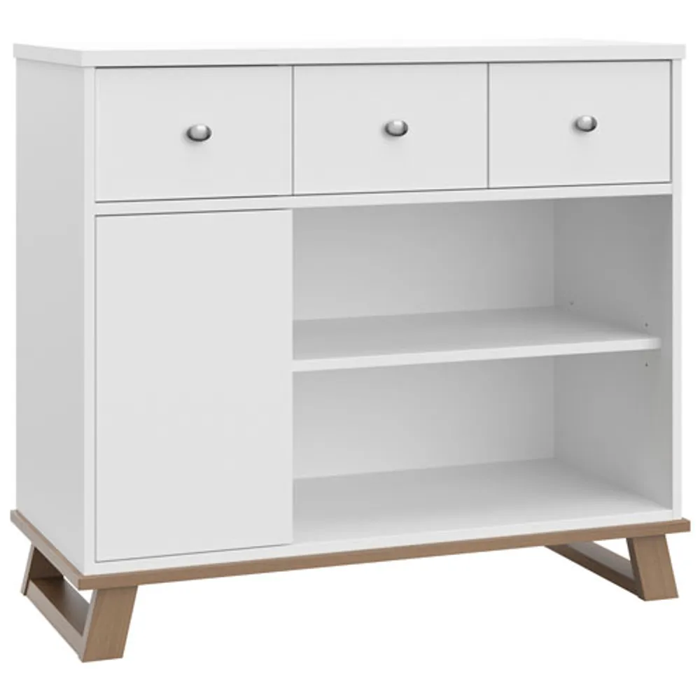 Storkcraft Modern 2-Drawer 4-Shelf Changing Table Dresser - White/Vintage Driftwood