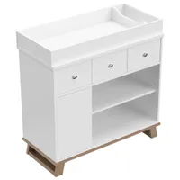 Storkcraft Modern 2-Drawer 4-Shelf Changing Table Dresser - White/Vintage Driftwood