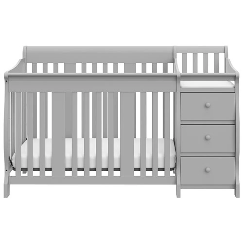 Storkcraft Portofino 4-in-1 Convertible Crib with 3-Drawer Changing Table - Pebble Grey