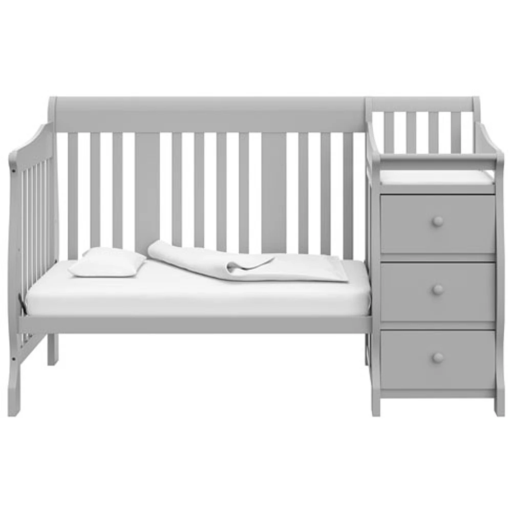 Storkcraft Portofino 4-in-1 Convertible Crib with 3-Drawer Changing Table - Pebble Grey