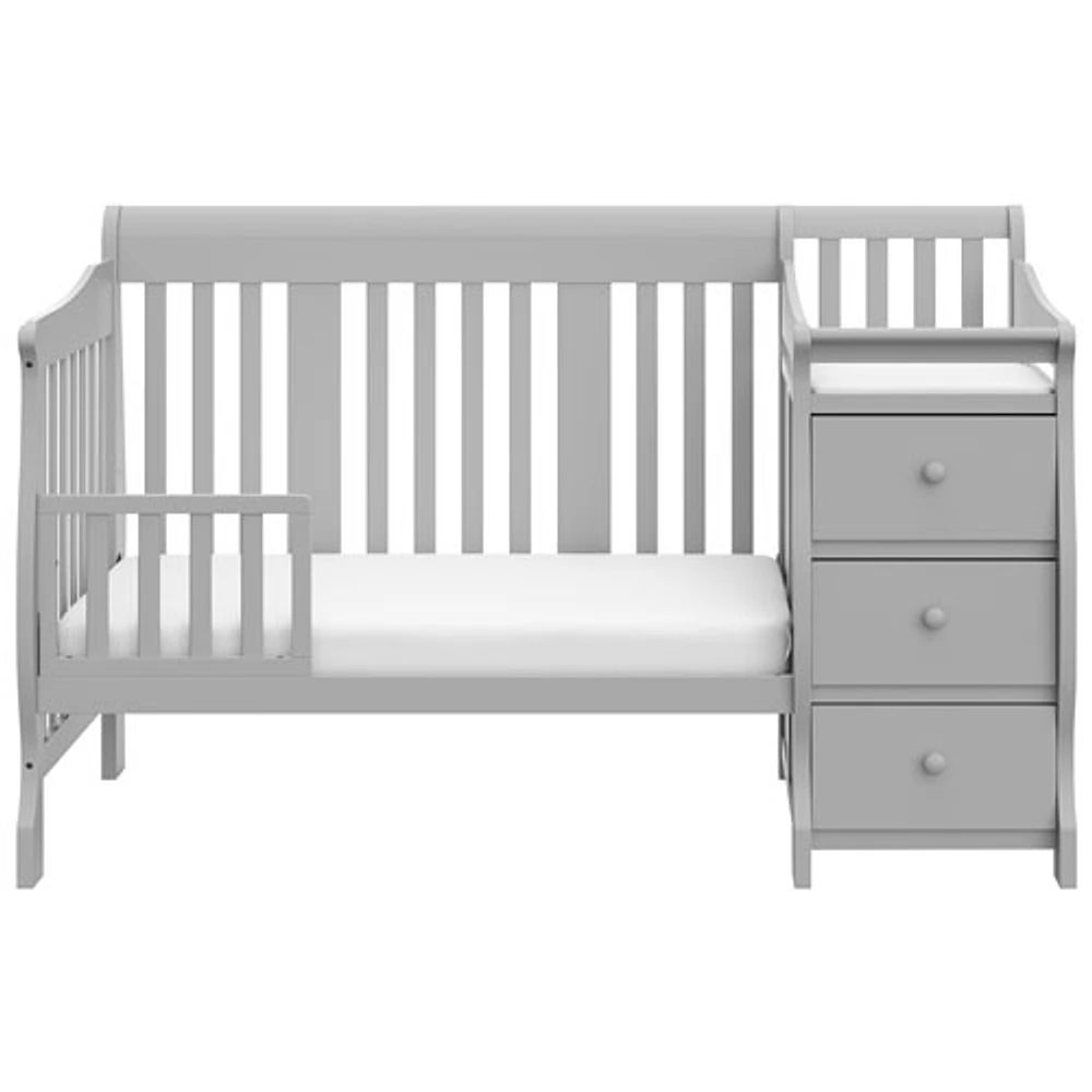 Storkcraft Portofino 4-in-1 Convertible Crib with 3-Drawer Changing Table - Pebble Grey