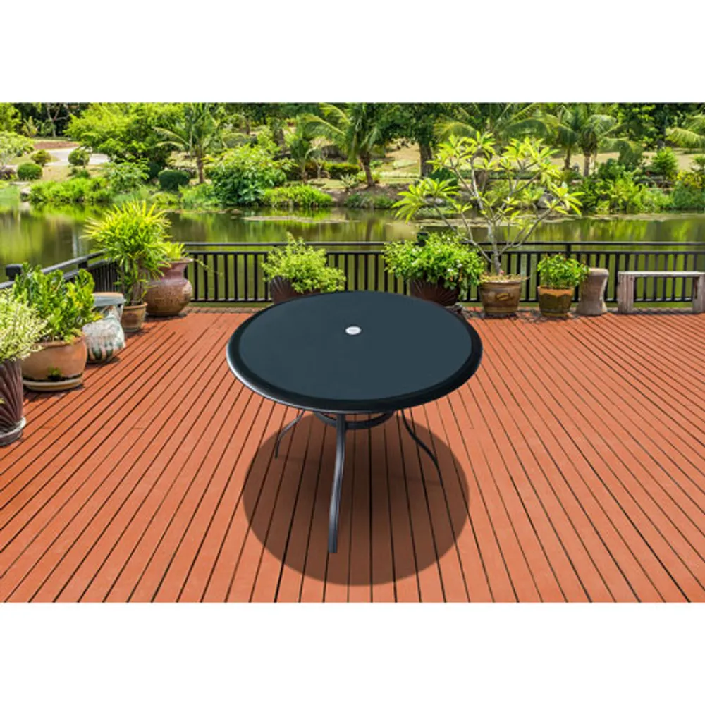 Ravello My Patio Transitional Outdoor Round Dining Table - Charcoal Grey