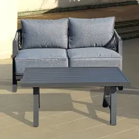 Tramonti 2-Piece Resin Wicker Patio Loveseat & Coffee Table Set - Grey