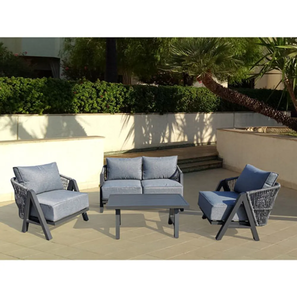 Tramonti 2-Piece Resin Wicker Patio Loveseat & Coffee Table Set - Grey