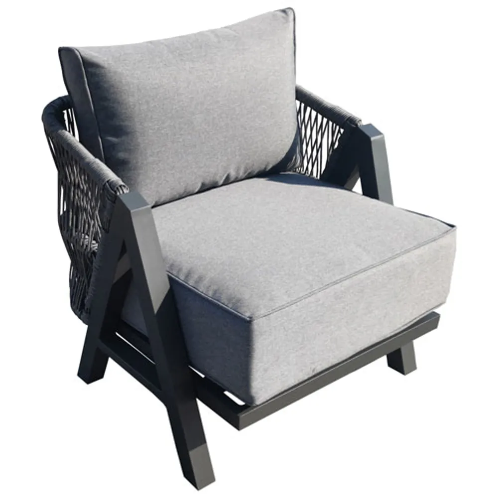 Fauteuil de patio à accoudoirs en osier de résine Tramonti - Ensemble de 2 - Gris