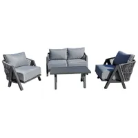 Fauteuil de patio à accoudoirs en osier de résine Tramonti - Ensemble de 2 - Gris