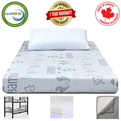 ViscoLogic Charisma Reversible Foam Mattress Perfect for Bunk Bed, Trundle, Guest Bed and Caravan Bed (Twin Size) CertiPUR-US® Certified Foam