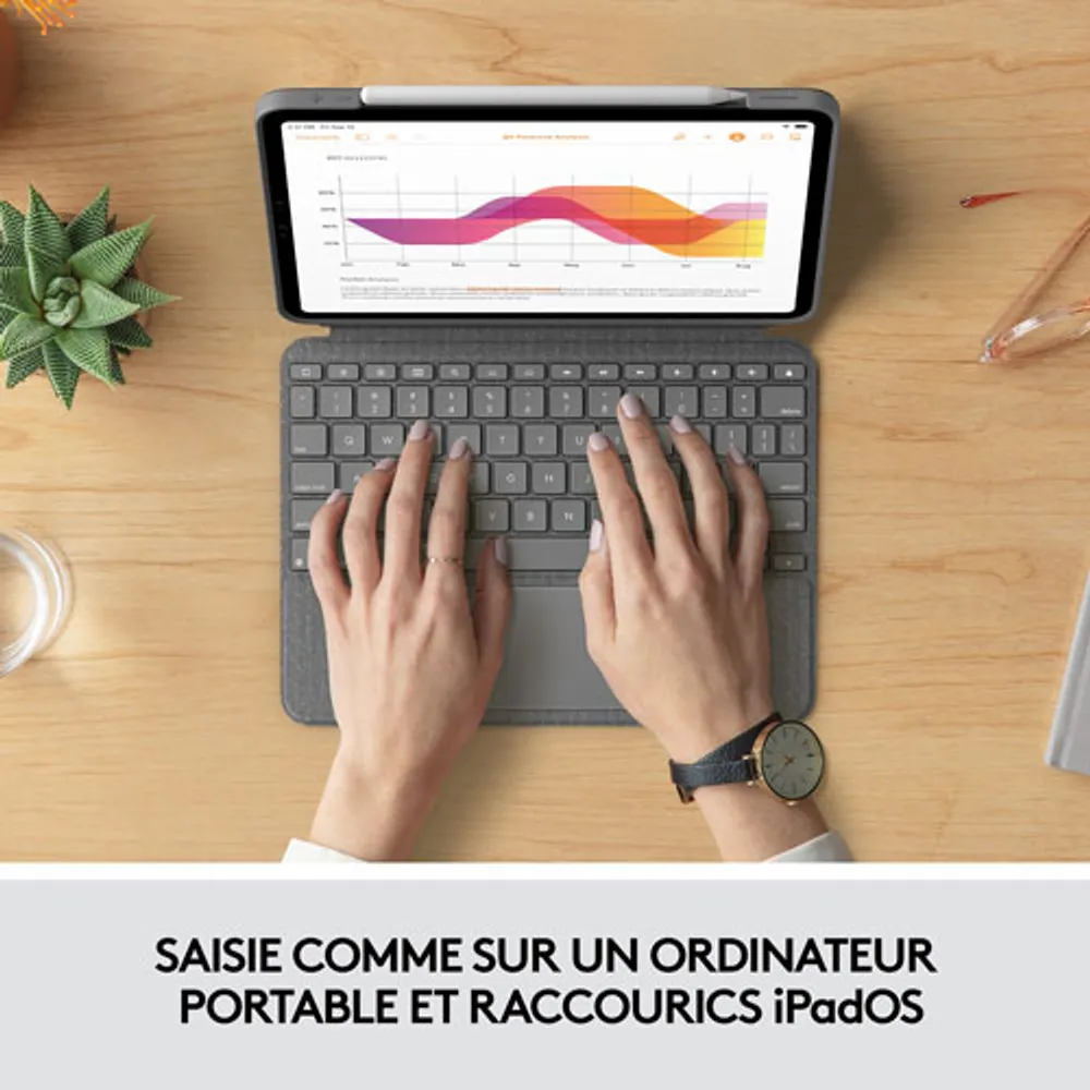 Étui-clavier Combo Touch de Logitech pour iPad Air (5e/4e génération) - Gris Oxford