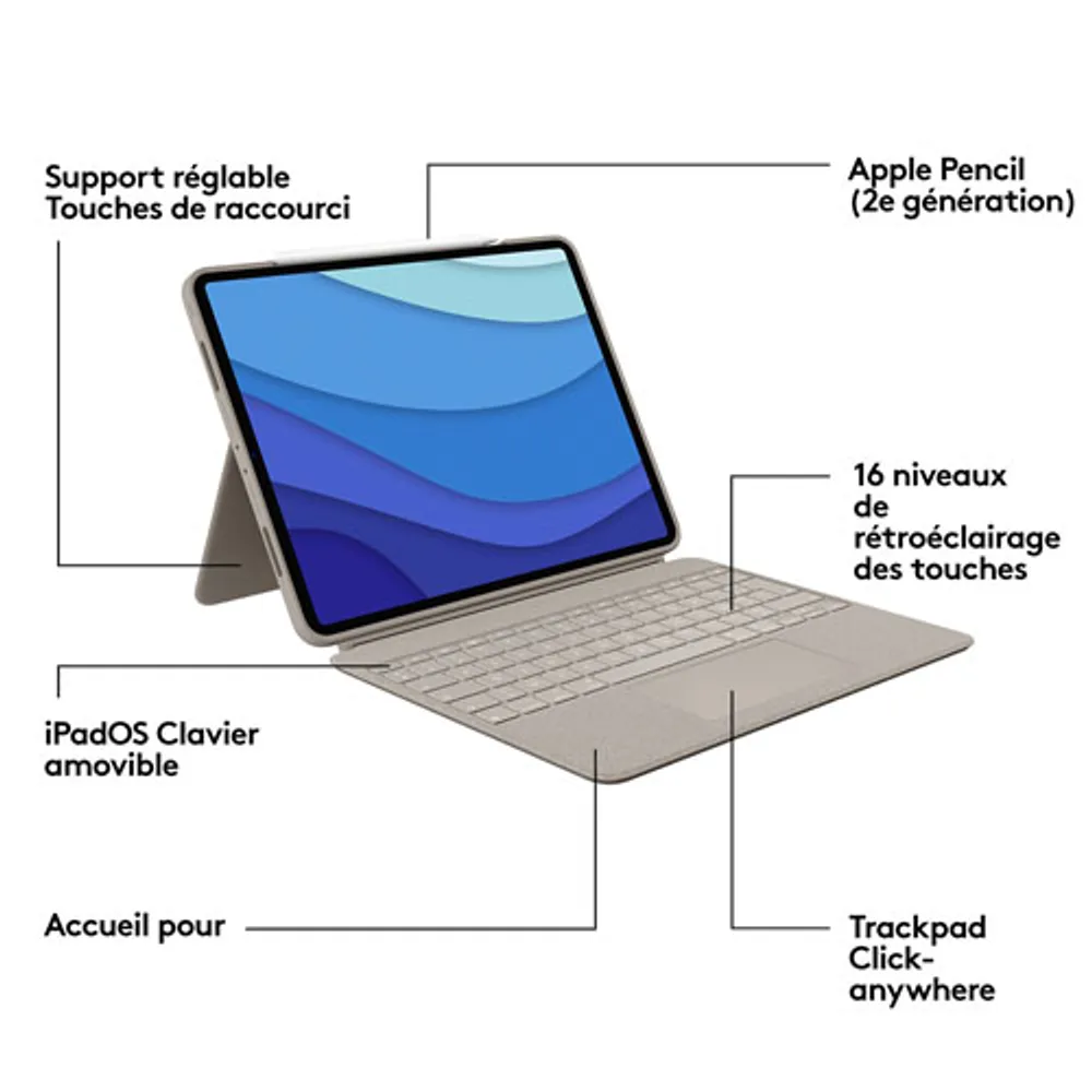 Logitech Combo Touch Keyboard Case for iPad Pro 12.9" (6th/5th Gen) - Sand