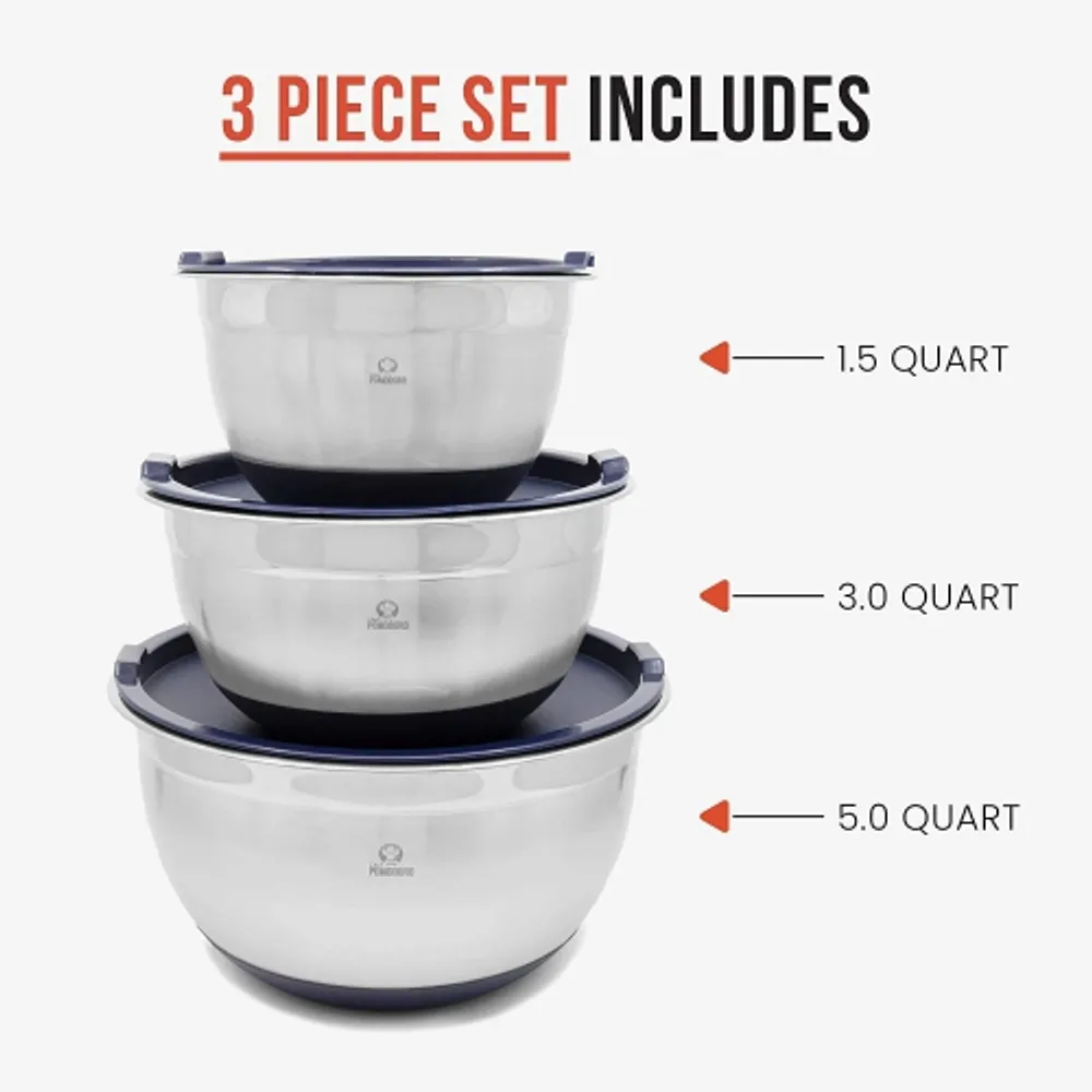 Belwares Stainless Steel Mixing Bowl Set, 5 Mixing Bowls With Lids