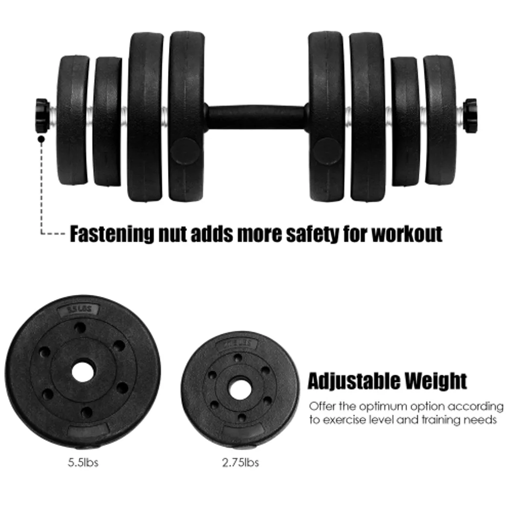 Soozier Adjustable Dumbbell Set, 44 Lbs. Free Weight Set, 2-in-1