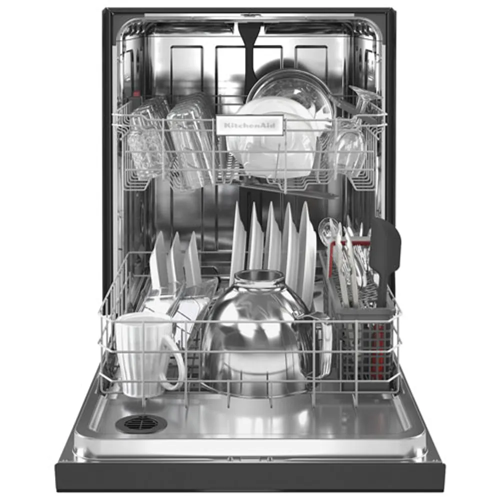 KitchenAid 24" 47dB Built-In Dishwasher with Stainless Steel Tub (KDFE104KBL) - Black