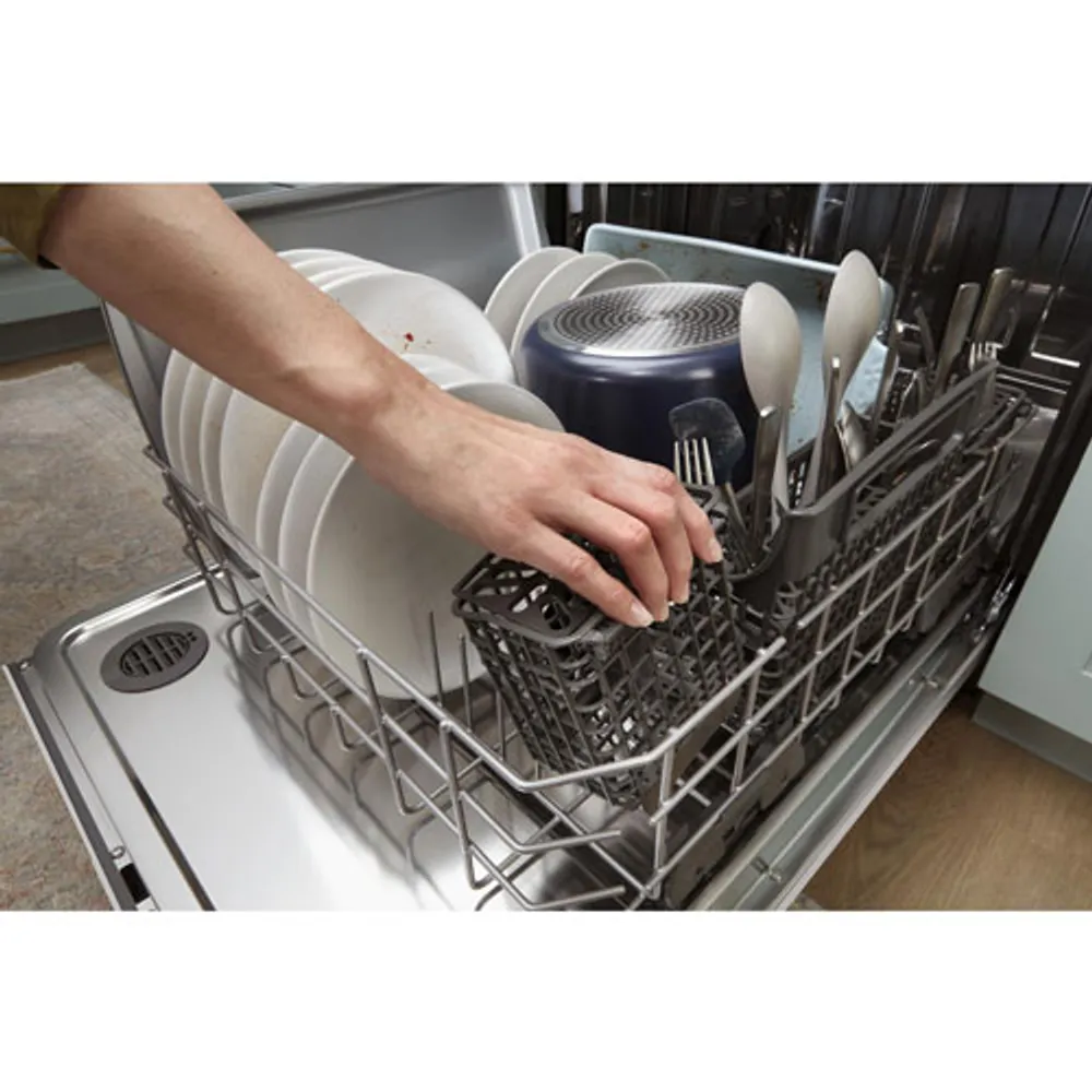 Whirlpool 24" 50dB Built-In Dishwasher with Stainless Steel Tub (WDT740SALW) - White