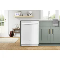 Whirlpool 24" 50dB Built-In Dishwasher with Stainless Steel Tub (WDT740SALW) - White