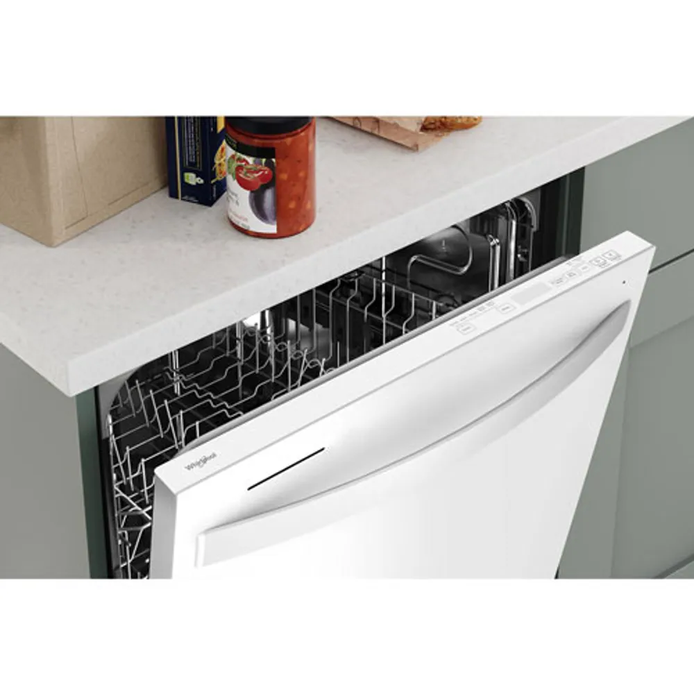 Whirlpool 24" 50dB Built-In Dishwasher with Stainless Steel Tub (WDT740SALW) - White