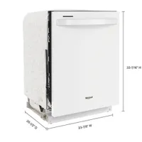 Whirlpool 24" 50dB Built-In Dishwasher with Stainless Steel Tub (WDT740SALW) - White