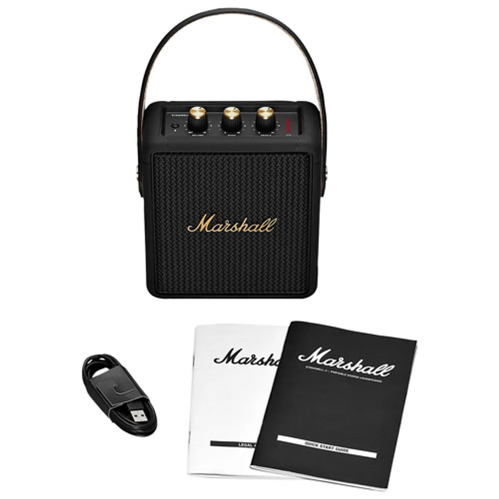 Haut-parleur Bluetooth sans fil résistant aux éclaboussures Stockwell II de Marshall - Noir/Laiton