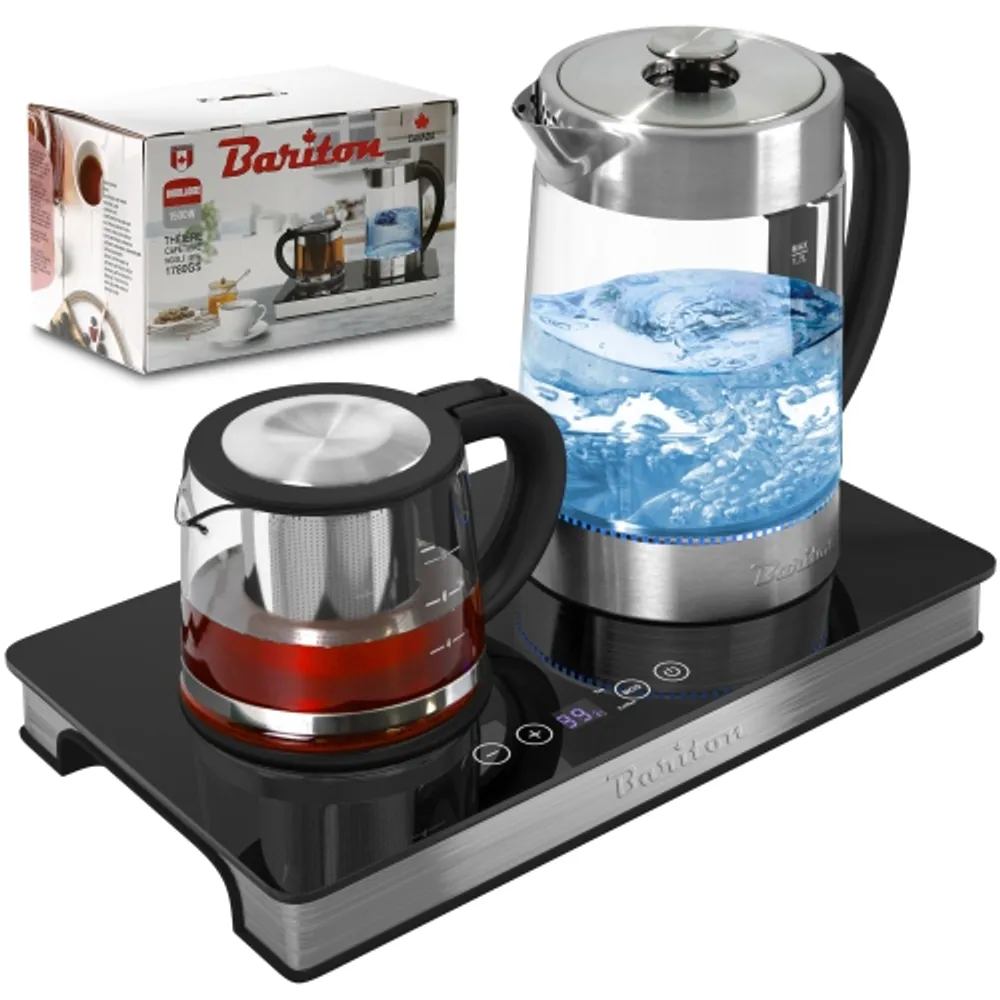 Buydeem K2423 Tea Maker, Durable 316 Stainless Steel & German Schott Glass Electric Kettle