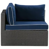 Patio Flare 5-Piece Wicker Patio Conversation Set - Grey/Navy Cushions