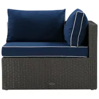 Patio Flare 5-Piece Wicker Patio Conversation Set - Grey/Navy Cushions