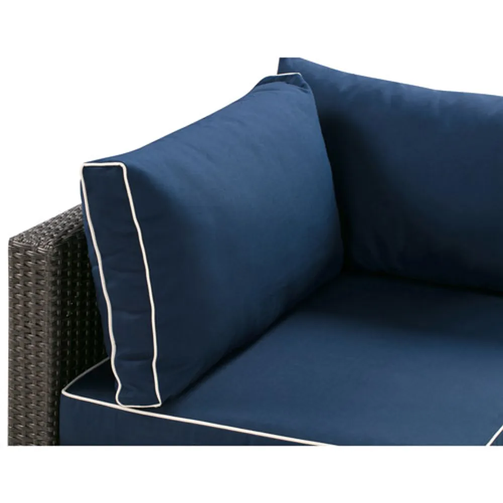 Patio Flare 5-Piece Wicker Patio Conversation Set - Grey/Navy Cushions