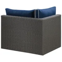 Patio Flare 5-Piece Wicker Patio Conversation Set - Grey/Navy Cushions