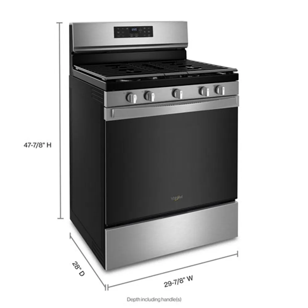 Whirlpool 30" 5.0 Cu. Ft. Self-Clean 5-Burner Gas Air Fry Range (WFG550S0LZ) -Stainless Steel