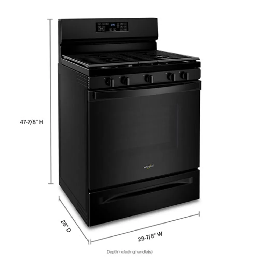 Whirlpool 30" 5.0 Cu. Ft. Self-Clean 5-Burner Freestanding Gas Air Fry Range (WFG550S0LB) -Black