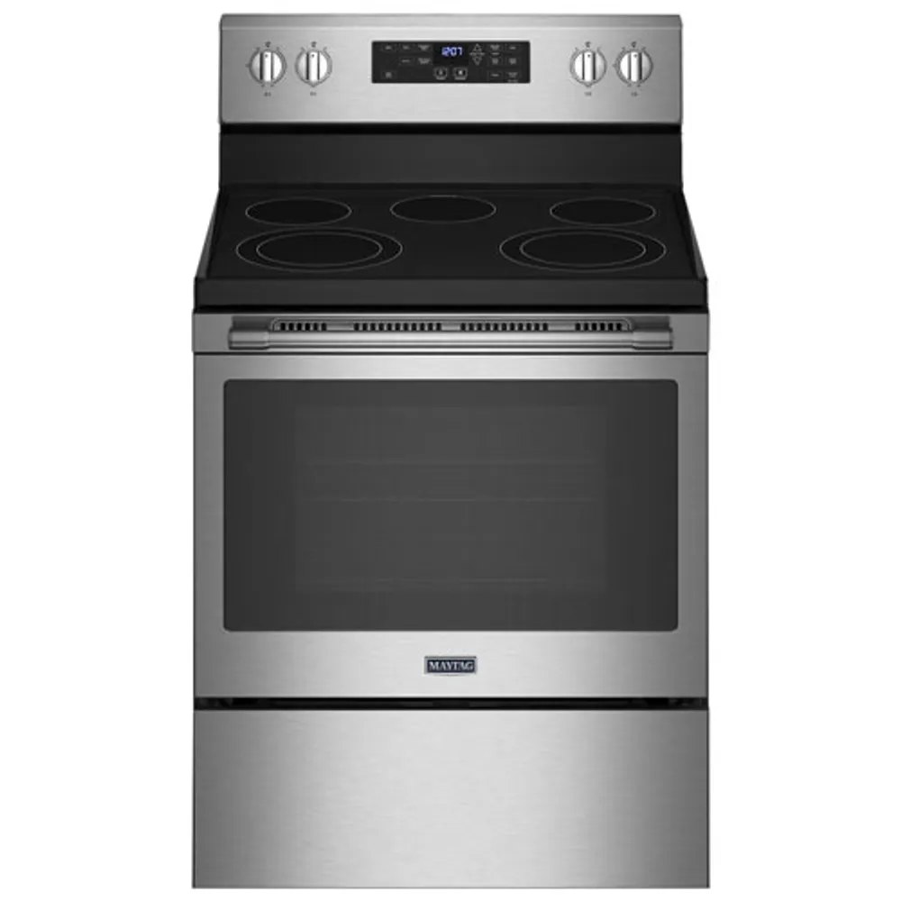 Maytag 30" 5.3 Cu. Ft. Self-Clean 5-Element Freestanding Electric Air Fry Range (YMER7700LZ) - Stainless