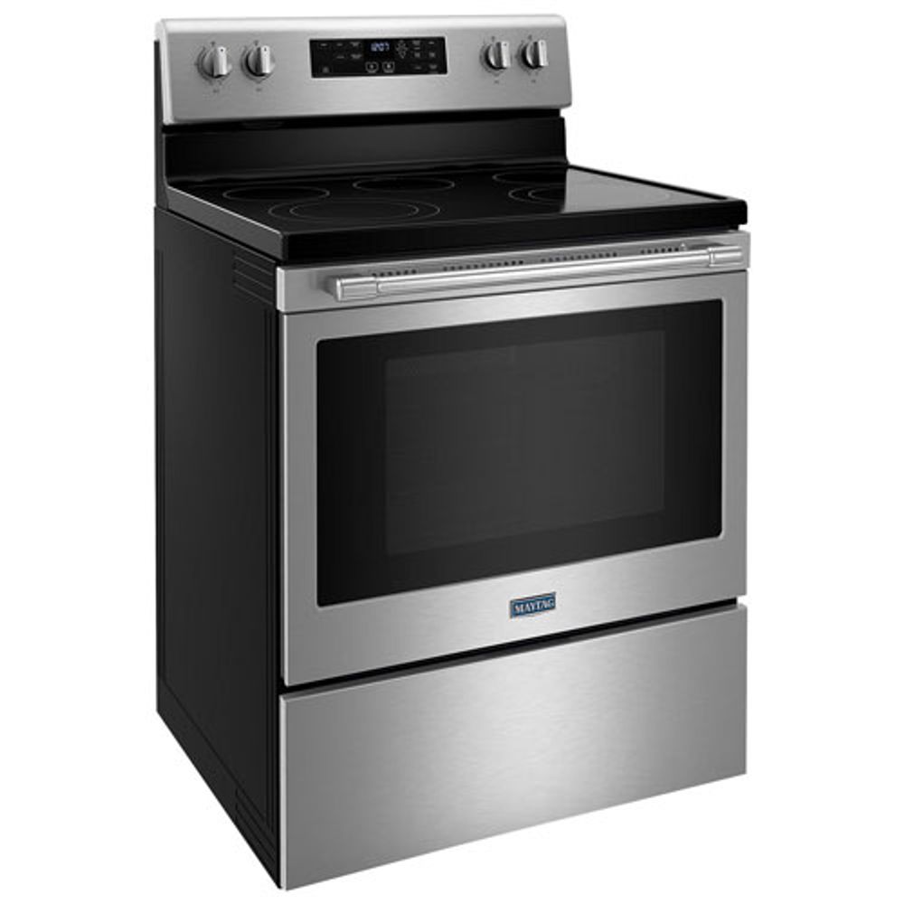 Maytag 30" 5.3 Cu. Ft. Self-Clean 5-Element Freestanding Electric Air Fry Range (YMER7700LZ) - Stainless