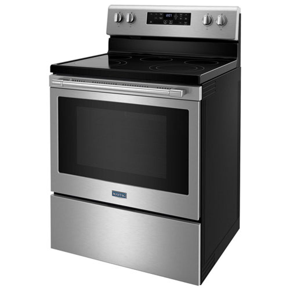 Maytag 30" 5.3 Cu. Ft. Self-Clean 5-Element Freestanding Electric Air Fry Range (YMER7700LZ) - Stainless