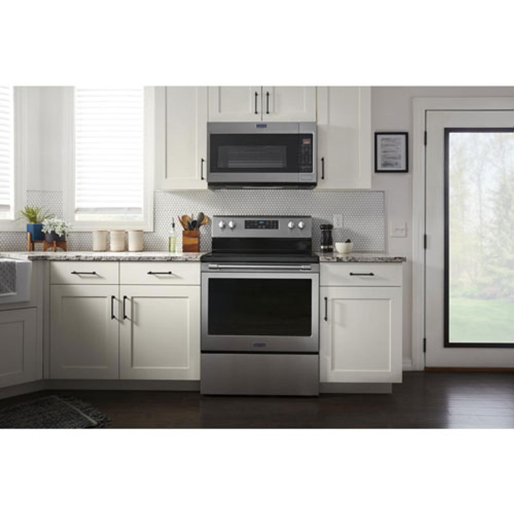 Maytag 30" 5.3 Cu. Ft. Self-Clean 5-Element Freestanding Electric Air Fry Range (YMER7700LZ) - Stainless