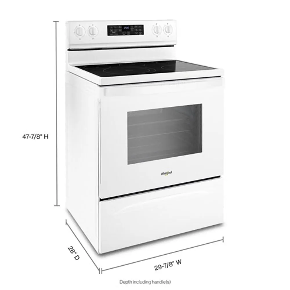 Whirlpool 30" 5.3 Cu. Ft. Fan Convection 5-Element Freestanding Electric Air Fry Range (YWFE550S0LW) - White