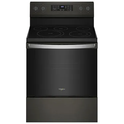 Whirlpool 30" 5.3 Cu. Ft. Fan Convection 5-Element Freestanding Electric Air Fry Range (YWFE550S0LV) - Black Stainless